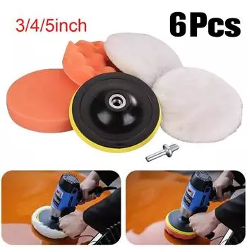 3/4/5-дюймовые полировальные губки для автомобиля, набор из дрели, полировщика автомобиля, шерстяные многоразовые полировальные губки для автомобиля, набор из губчатой пены, набор из пенопластовых подушечек для полировки