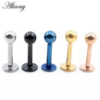 3 4 5 мм Диаметр 5 цветов Нержавеющая сталь Мужчины Женщины Завинчиваются назад (пронзили) Украшения для тела, губная серьга, пирсинг губы, украшения для тела 2mm чёрный