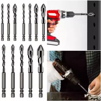3/4/5 Pcs Concrete Drill Bit Set Metal Drill Bits Set Multifunctional Drill Bit Set for Glass Cement Wood Plastic Ceramic Brick