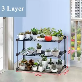3/4/5-ярусная кованая многоярусная подставка для растений, полка для суккулентов, стеллаж, балконная простая садовая полка для цветочных горшков 3 layer
