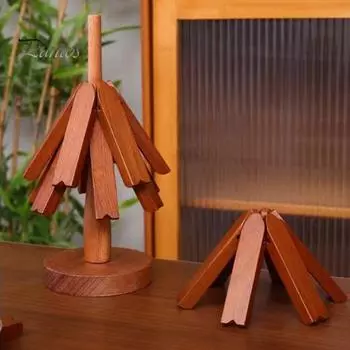 3/4/5 шт. Набор деревянных подставок с основанием, креативный набор деревянных подставок в форме дерева для горячих блюд, складные термостойкие салфетки для чайника A