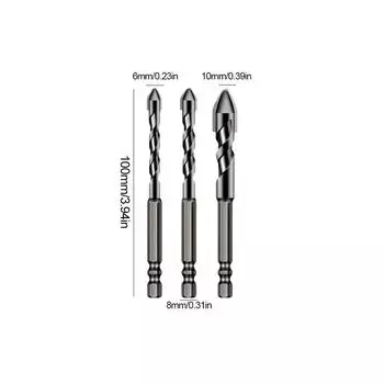3/4/5 шт. сверла по плитке 6/6/8/10/12 мм набор сверл по бетону эксцентриковое спиральное сверло для плитки кирпича пластика цемента дерева стекла