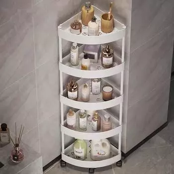 3/4/5-слойная кухонная полка для хранения, треугольная подвижная пластиковая полка для ванной комнаты, компактный органайзер на колесах 3Tier чёрный