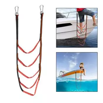 3/4/5 Step Boat Rope Ladder Launching Ladder Yacht Boat Side Hanging Ladder Inflatable Boat Boarding Soft Ladder Portable Boat Folding Ladder 3 Step зелёный