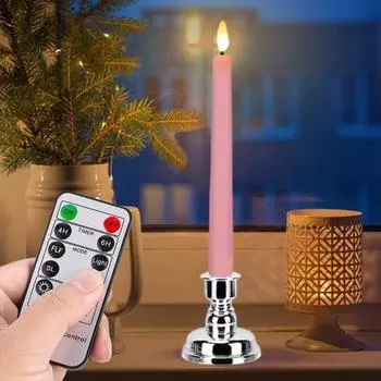 3/4/6/9 шт. беспламенные конические свечи на батарейках мерцающие поддельные свечи с дистанционным управлением загораются электрические 3 розовый