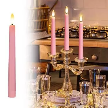 3/4/6/9 шт. беспламенных конических свечей на батарейках мерцающие поддельные свечи с дистанционным управлением зажигаются электрические свечи для домашнего свадебного декора 3 розовый