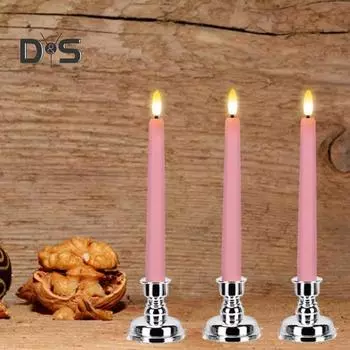 3/4/6/9 шт. беспламенных конических свечей на батарейках мерцающие поддельные свечи с дистанционным управлением зажигаются электрические свечи для домашнего свадебного декора 3 розовый