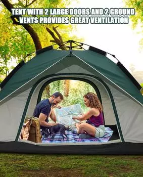 3-4 человека, уличная, удобная, с автоматическим открытием скорости, двухслойная непромокаемая темно-зеленая палатка, палатка для рыбалки, альпинизма, кемпинга