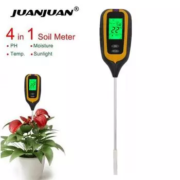 3/4 in 1 Digital Soil Moisture Meter PH Meter Temperature Sunlight Tester for Garden Farm Lawn Plant with LCD Displayer 0.1