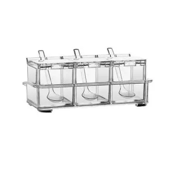 3/4 сетка акриловая прозрачная коробка для приправ кухонный контейнер для специй с ложкой 3 Grid