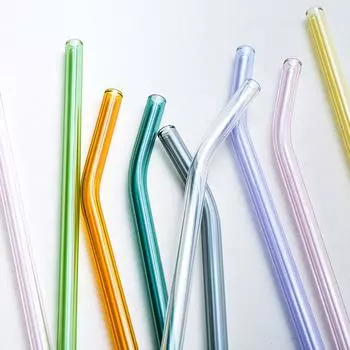 3/4 шт. цветная стеклянная соломинка для коктейля, молочного чая, прямая, изогнутая, экологичная, многоразовая, термостойкая, с чистящей щеткой