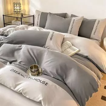 3/4 шт. двухцветный комплект постельного белья, роскошный домашний комплект с двойной вышивкой и пододеяльником, домашний комплект одеяла для двуспальной кровати Queen King 3 Pcs for 1.2m bed