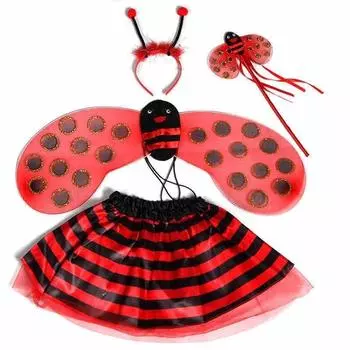 3/4 шт./компл., милый костюм для косплея на Рождество, Хэллоуин, божья коровка, пчела, платье, юбки-пачки с крыльями пчелы, FO 3pcs suit жёлтый