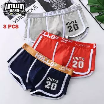 3/4 шт. Мужское нижнее белье, спортивные боксеры, шорты из хлопка, большие размеры, однотонные, молодежное модное спортивное белье, удобные трусы M