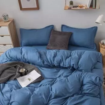 3/4 шт. однотонное постельное белье, пододеяльник, простыня, наволочка, комплект постельного белья