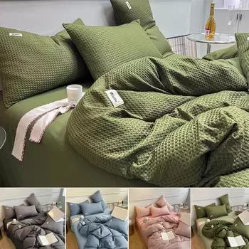 3/4 шт. плотный однотонный вафельный чехол зимний теплый комплект постельного белья двойной пододеяльник двойной двуспальный комплект постельного белья/простыня 1.2M-3PCS