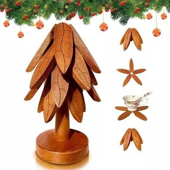 3/4 шт. подставка под елку, термостойкая, в форме дерева, деревянная, противоожоговая, кухонная столешница, кастрюля, сковорода, держатель для чашки кофе и чая 3pcs