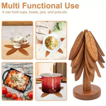 3/4 шт. подставка под елку, термостойкая, в форме дерева, деревянная, противоожоговая, кухонная столешница, кастрюля, сковорода, держатель для чашки кофе и чая 4pcs
