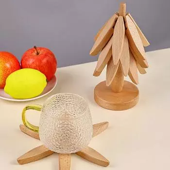 3/4 шт. Подставка в виде дерева, деревянная, устойчивая к ожогам, подставка под настольную подставку, деревянные салфетки, декоративные подставки под горячее для чайника Wooden