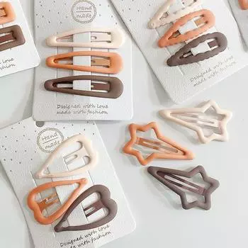 3/4 шт., простые матовые заколки для волос для девочек, овальные треугольные и квадратные заколки для волос со звездами, детские заколки для волос с пентаграммой BB, зажим