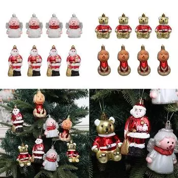 3/4 шт. разноцветные рождественские подвесные украшения мультяшный медведь собака Санта Ангел Рождественский шар-украшение пластиковые принадлежности для вечеринок