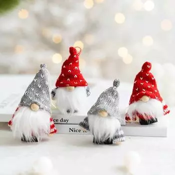 3/4 шт. Рождественский безликий гном, подвесное украшение, вязаная шапка, ручная работа, многоразовая рождественская елка, карликовая кукла, подвесное украшение, праздничный декор для вечеринки B
