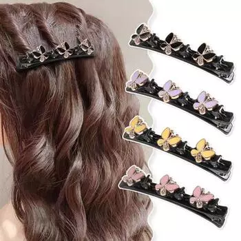 3/4 шт. заколки для волос для девочек, сверкающие стразы, цветочные украшения, заколки для волос, двухслойный дизайн F