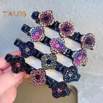 3/4 шт. заколки для волос для девочек сверкающие стразы цветы декор шпильки для волос двухслойный дизайн челки шпильки аксессуары для волос F