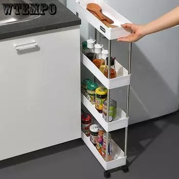 3/4-слойная кухонная полка для хранения, тележка, подвижная полка для ванной комнаты с тонким органайзером для колесной комнаты 3 layers белый