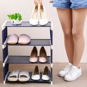 3/4-слойная полка для обуви, компактная подставка для спальни, твердые полки, органайзер для хранения M тёмно-синий