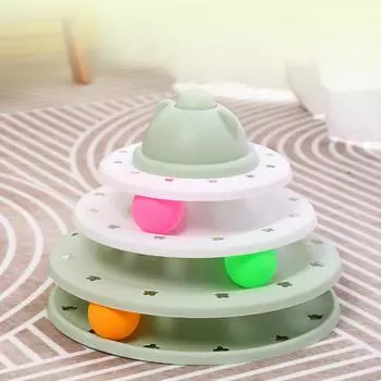 3/4 уровня, игрушечная башня для кошек, дорожки для кошек, игрушки для кошек, интерактивная тренировка интеллекта кошек, развлекательная тарелка, башня, товары для домашних животных, туннель для кошек зелёный