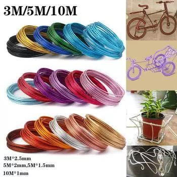 3/5/10 метров/рулон 1 мм 1,5 мм 2 мм 2,5 мм круглая алюминиевая проволока для рукоделия для флористики для изготовления бусин алюминиевая проволока для рукоделия 1.5mm*5m чёрный