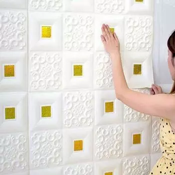 3/5/10 шт. 3D стикер на стену, стерео потолочная панель, украшение на крышу, самоклеящиеся пенопластовые обои 35x35 см/70x70 см 3Pcs 35*35cm