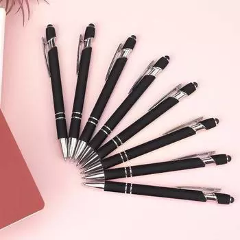 3/5/10 шт. Черная шариковая ручка, 2-в-1, выдвижная шариковая ручка со стилусом, металлический стилус для сенсорных экранов, черные чернила 1,0 мм 3 pcs чёрный