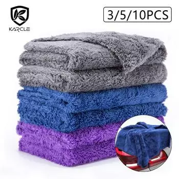 3/5/10 шт., полотенце из микрофибры для мытья автомобиля, сушка, ткань для полировки автомобиля, мягкая ткань без краев для детализации автомобиля, вощеное полотенце 40X40 см 3Pcs Random color