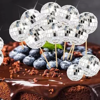 3/5/12 шт., клубные товары для вечеринок в стиле ретро, украшения торта, диско-шар на день рождения, кексы, топперы 5cm-3pcs