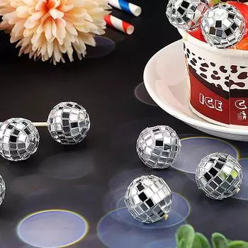 3/5/12 шт., украшения для торта в виде диско-шара, украшения для торта, серебряные зеркальные шары, украшения для кексов, товары для вечеринок в клубе 1970-х годов, день рождения