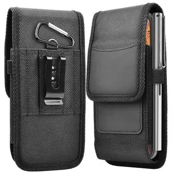 3,5-6,8-дюймовый нейлоновый чехол для телефона, зажим для ремня для мобильного телефона, кобура, поясная сумка для IPhone 16 15 14 Samsung S24 S23 Xiaomi, кожаный чехол для мобильного телефона M чёрный