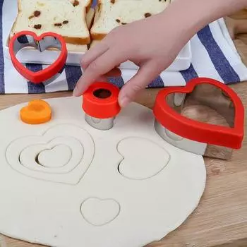 3/5/7/8 шт. формочки для печенья в форме сердца ко Дню святого Валентина, формочки для печенья в форме сердца из нержавеющей стали, форма для выпечки печенья, сэндвичей, бисквитов 3pcs