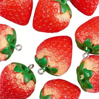 3/5/8 шт. Красная клубника Подвеска Растительная серия смоляная подвеска, летний пляжный браслет-цепочка для ног серьги своими руками 3pcs красный