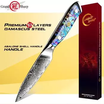 3,5-дюймовые ножи для очистки овощей из дамасской стали, кухонный нож для резки пилинга из высокоуглеродистой нержавеющей стали от шеф-повара 3.5 inches