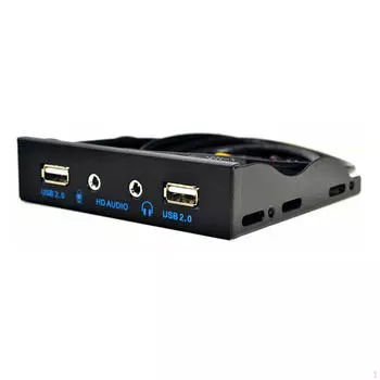 3,5-дюймовый 9-контактный разъем USB 2.0 на передней панели для настольных ПК, 2 порта, микрофонный интерфейс и аудио Black