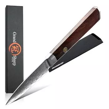 3,5-дюймовый нож для очистки овощей, японский дамасский нож VG10, стальной нож для очистки фруктов, кухонный нож, столовые приборы для овощей, кухонные ножи GRANDSHARP 3.5 Inch