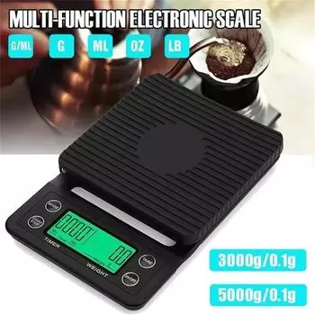3/5 кг-0,1 г, высокоточные кофейные весы с таймером, многофункциональные кухонные весы, пищевые весы, электронные цифровые весы с ЖК-дисплеем