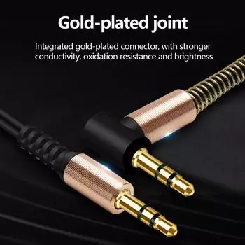 3,5-миллиметровый аудиокабель с разъемом для автомобиля, пружинный Aux-кабель, позолоченные кабели с разъемом «папа-папа»