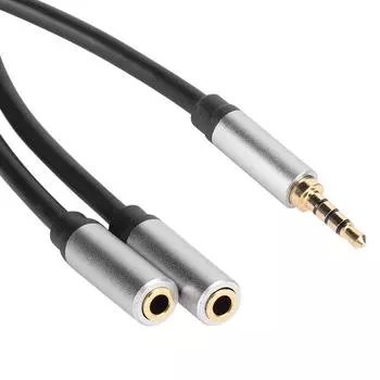 3,5 мм0,1 дюйма o Кабель Мужской на 2 Женский Соединительная Линия 1 Разделение на 2 Прочный Модный Провод Серебряный 0.3 Meter / 1ft серебряный