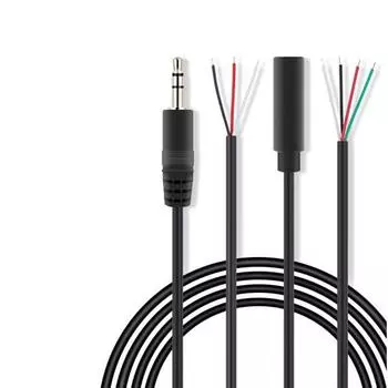 3,5 мм 3-контактный 4-ядерный мужской и женский аудиоудлинительный кабель Aux с одной головкой, стерео 4 провода, DIY аудиовыходная линия 3 pin male