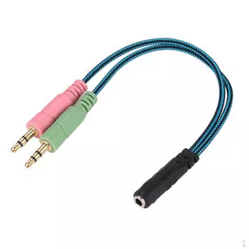 3,5 мм 4-полюсный стерео аудио Y-разветвитель 2 штекера на 1 штекер адаптер