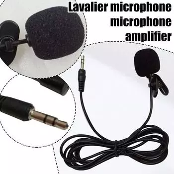 3,5 мм мини-микрофон универсальный портативный металлический зажим аудио петличный телефон разговорный для мобильного микрофона P G5L0 Black-1 pcs