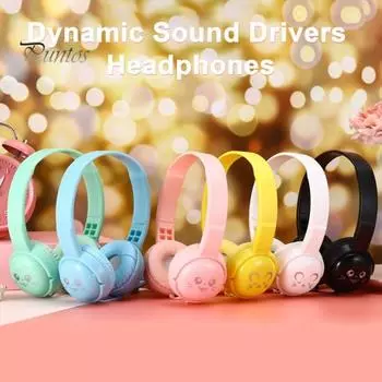 3,5 мм мультяшная гарнитура с четким звуком, тяжелые басовые наушники с микрофоном для вызова музыкальных игр чёрный